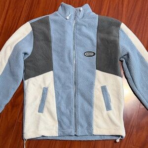 Blue and Gray Fleece Jacket